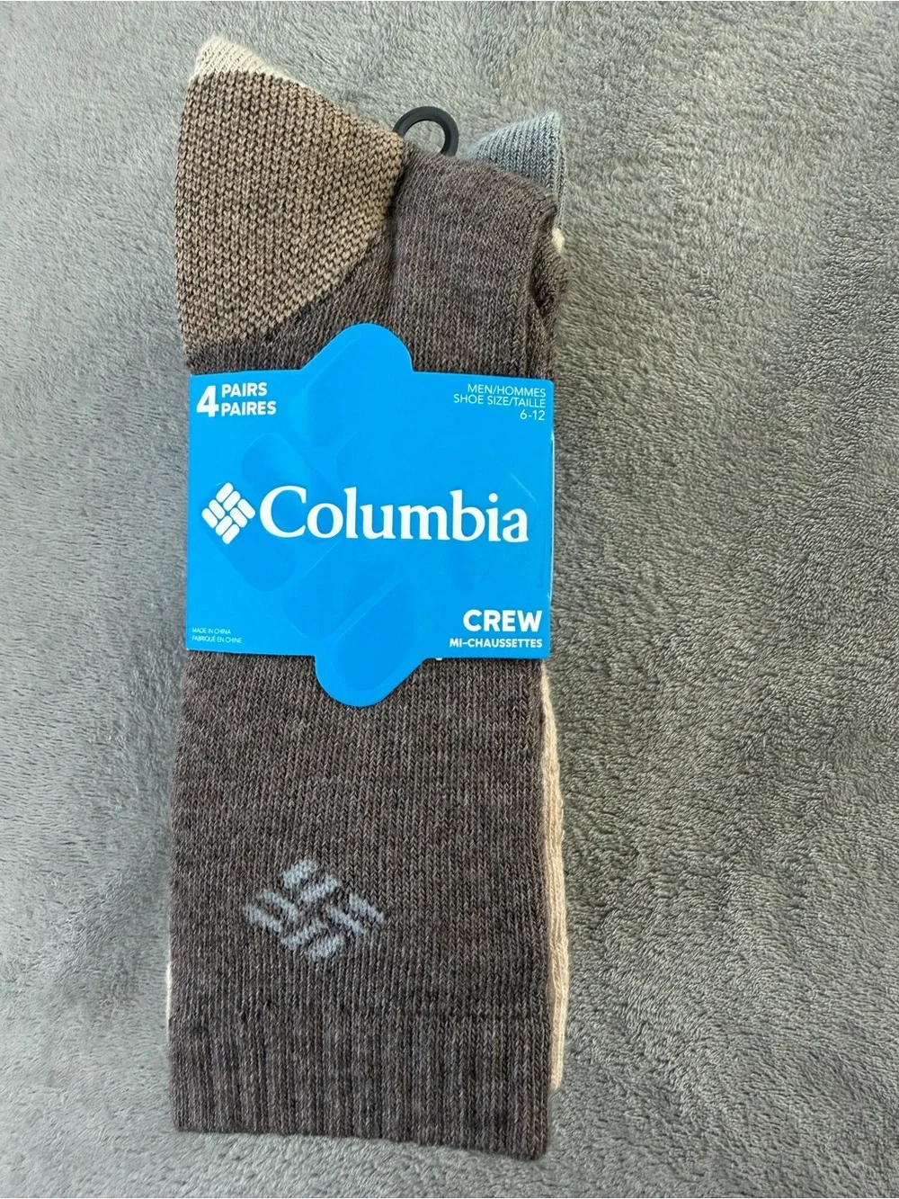 (4 Pairs) Columbia Men's Crew Wool Blend Socks - Olive Green with Black Logo